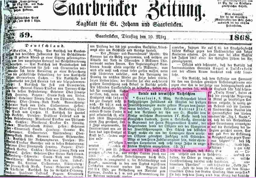 Saarbrcker Zeitung von 1868