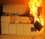 Fettbrand in einer Küche